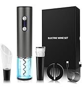 Electric Wine Opener – Wine Gifts Bottle Opener Kit with Foil Cutter, Wine Aerator Pourer, Vacuum...