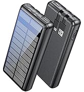 LENGSUM Portable Charger 36800mAh, Power Bank Solar Charger with 2 Output Ports, Built-in 2 Durab...