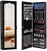 CHARMAID Jewelry Cabinet Armoire, Wall Mount Door Hanging, Lockable Jewelry Organizer with 47.5''...