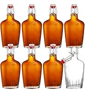 TOPZEA Set of 8 Swing Top Glass Flask, 8.5 Oz Clear Glass Hip Whiskey Flask Pocket Drinking Flask...