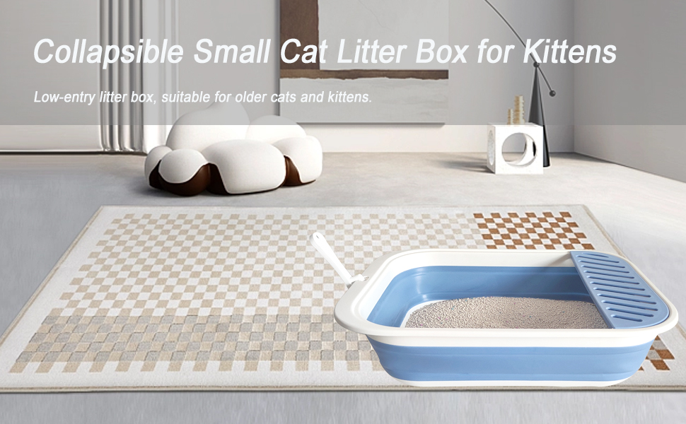 Removable Collapsible Cat Litter Box with Scoop Collapsible Cat Litter Tray withScoop for Bedroom