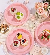 WELLIFE 10 Inch Plastic Plates Pink 50 Count Disposable Plate for Party, Large Big Plates for Din...