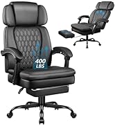 Executive Big and Tall Office Chair with Foot Rest, Heavy Duty Ergonomic Office Chair with Adjust...