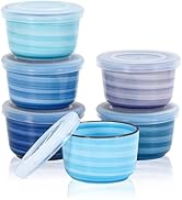 Selamica Ramekins with Lids 8 oz, Creme Brulee Ramekins Oven Safe, Souffle Dishes Porcelain Custa...