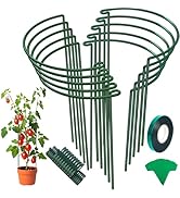 Unves 10 Pack Plant Support Stakes, 10" W x 16" H Half Round Peony Cages and Supports, Metal Peon...