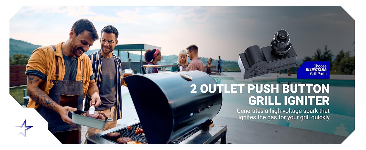 bluestars dhlg-12 2 outlet push button grill ignitor spark generator broil king broil-mate charbroil