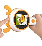 Aikokkl 3-in-1 Kids Microscope and Camera - 2" LCD, 600x, Adjustable Focus, Handle Magnifying Gla...