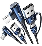 toocki 60W USB C to USB C Cable (2-Pack 6.6FT), Right Angle Fast Charging USB A to USB C Charger ...