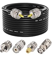 YOTENKO Ham Radio Coax Cable 50 Ohm,RG58 Coaxial Cable 49.2Ft,UHF PL259 Male to Male Cable + UHF ...