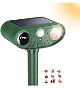 Solar Ultrasonic Animal Repellent Outdoor with Motion Sensor Strobe Light Deer Repellent Devices ...