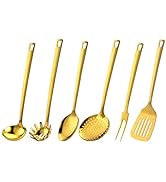 Utensil Set, Marco Almond Golden Titanium Utensils Sets, Stainless Steel Kitchen Cooking Spoons,...