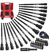 Nut Driver Impact Bit Set - 31-Piece Magnetic Socket Impact Drill Bit Tool Sets Extra Long Hex Nu...
