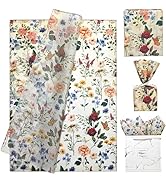 LIAPAWPAW Rustic Floral Tissue Paper, Wildflower Lavender Printed Gift Wrapping Tissue Paper for ...