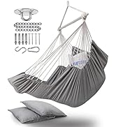 ADVOKAIR Hanging Hammock Chair Large Swing Chair with Foot Rest and Hardware,Max 500lbs,Steel Spr...