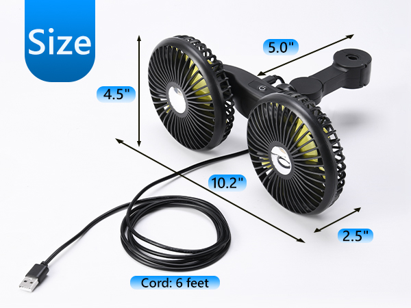 DICMKY Dual Head Car Cooling Fan for Back Seat