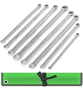 SWANLAKE 8PCS Extra Long Double Box End Wrench Set, CR-V, Less Effort Aviation Wrench Metric 8mm ...