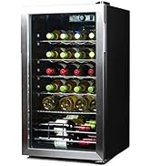 BLACK+DECKER Wine Cooler Refrigerator, 26 Bottle Compressor Cooling Wine Fridge with Blue Light &...
