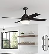 Design House 157354-BLK Cali 52-inch Contemporary Indoor Ceiling Fan with LED Light Kit, Remote C...
