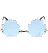 1Pc Fashion Sunglasses Shell Shaped Eyeglasses Rimless Wave Sunglasses for Adults Party Glasses (...