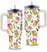 xiiai Pickle Gifts - Funny Pickle Themed Tumbler 40oz with Handle and Straws, Leak-proof, Stainle...