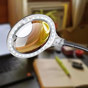 Brightech- LightView Flex LED Magnifier Clamp Lamp- Gooseneck Light for Desk, Table &amp; Easel Use