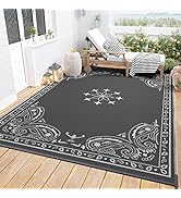 Outdoor Rug Carpet-Patio Rug 6'x9' Waterproof Reversible Outdoor Plastic Straw Rug Fit Porch Deck...