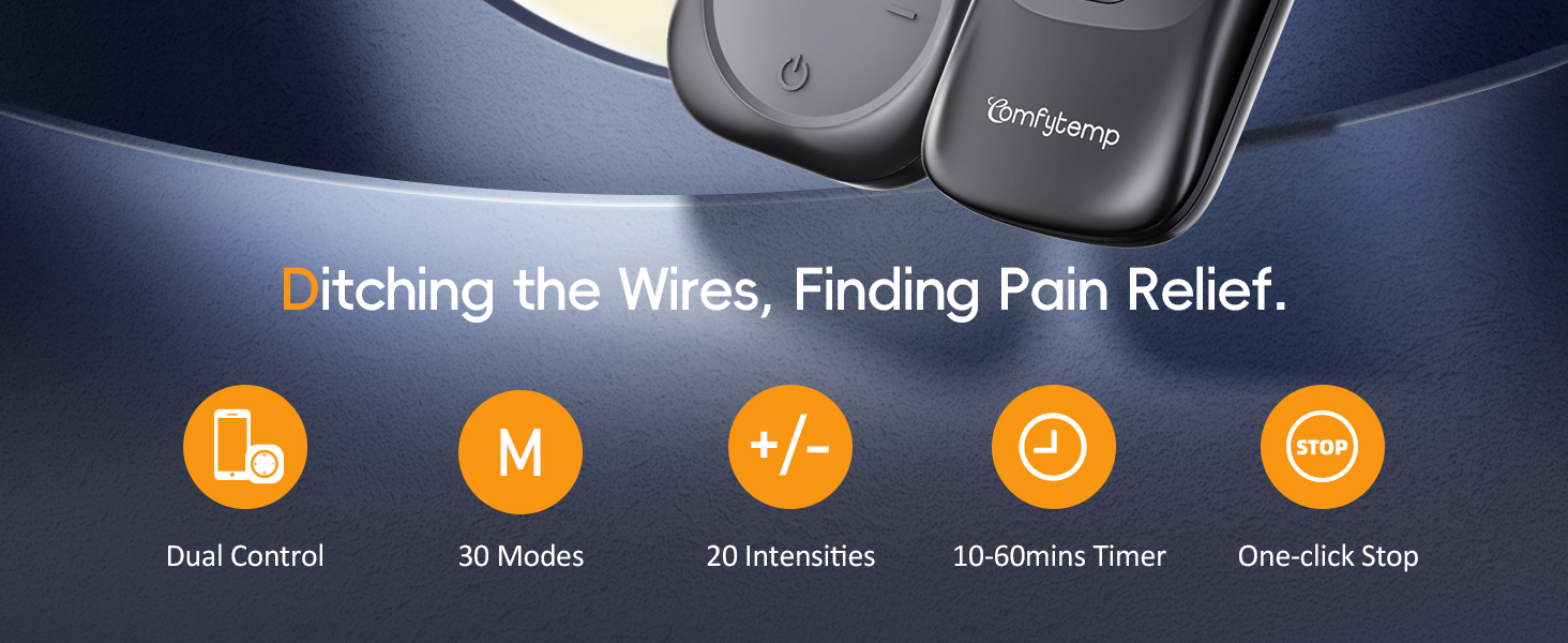 wireless tens units has dual control with 30 modes &amp;amp; 20 intensities
