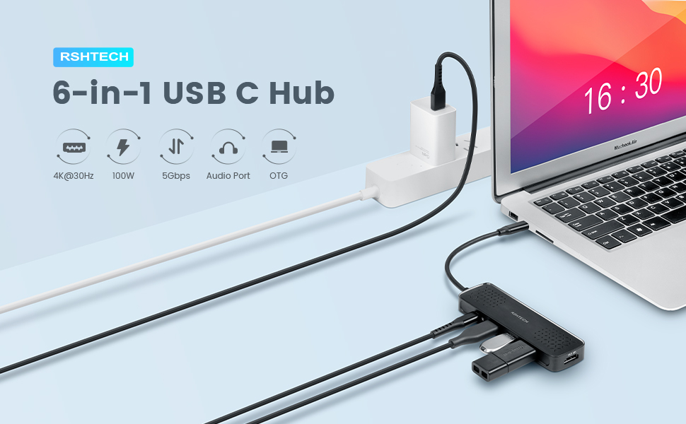RSHTECH 6 in 1 USB C HUB