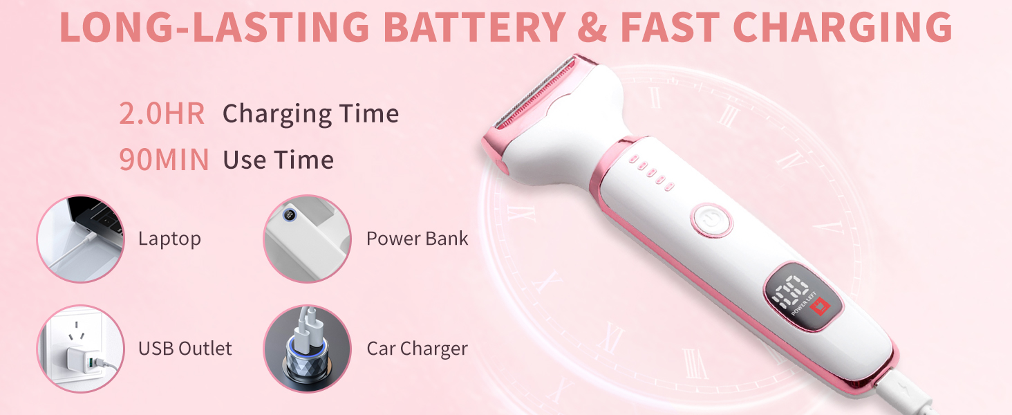 Electric Razors Bikini Trimmer Women Shaver Shaving Waterproof Rechargeable Pubic Hair Led Display