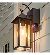 LEONLITE 16 Inch Outdoor Wall Lantern with GFCI Outlets, Dusk to Dawn Waterproof Wall Lights, Max...