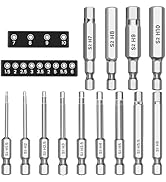 MulWark Hex Head Allen Wrench Drill Bit Set 13pcs Precision Metric S2 Steel – Magnetic Bits with ...