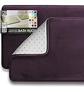Clara Clark Bathroom Rugs, Velvet Memory Foam Bath Mat, Non-Slip, Machine Washable Bath Rugs - Dr...