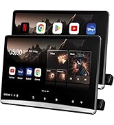 12.4" inch 4K Android 11 Car Headrest Monitors Pair, Dual Linked Touch Screen Rear Seat Entertain...