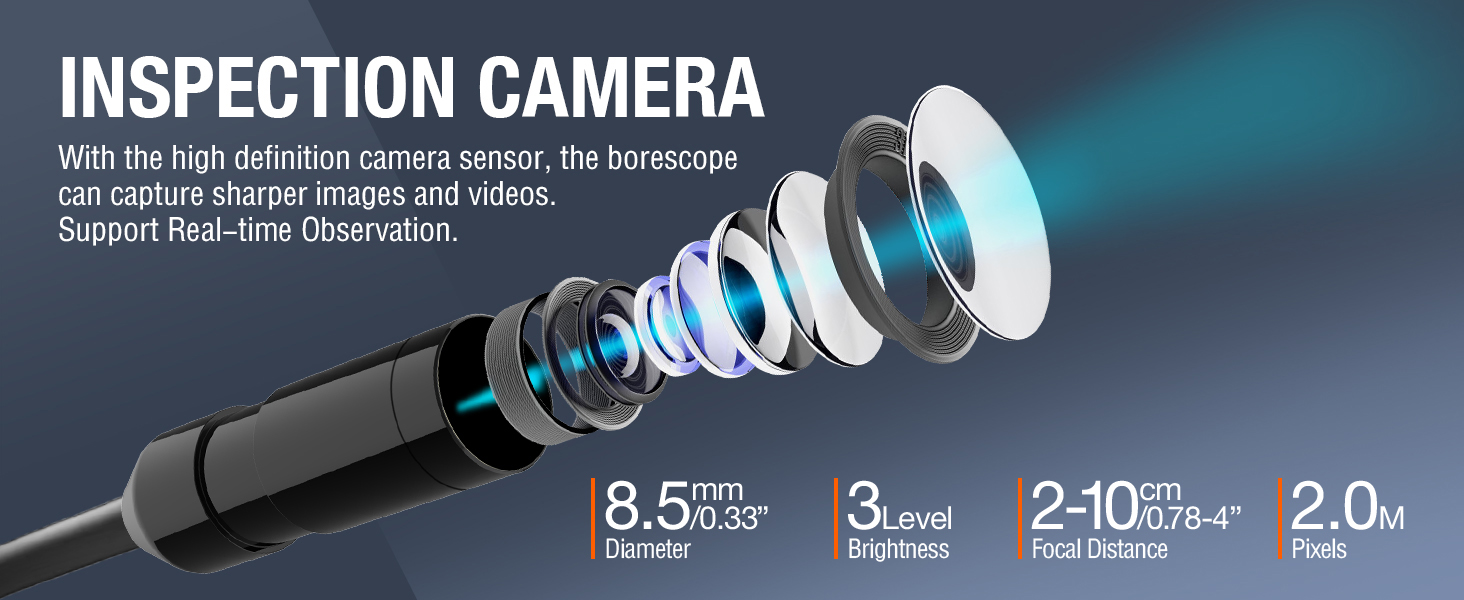 Borescope Industrial Endoscope with light Snake Camera Video Inspection Scope with Light