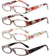 Kerecsen Women's Reading Glasses 4 Pairs Ladies Fashion Spring Hinge Readers