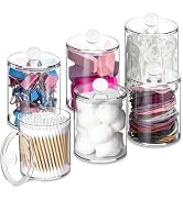 XIPENGKEJI 6 Pack Qtip Holder, Apothecary Jars Holder Dispenser, Bathroom Jars with Lids Set for ...