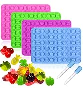Palksky 4PCS Mini Fruit Snack Molds Silicone, Gummy Molds Trays with Dropper for Candy Chocolate ...