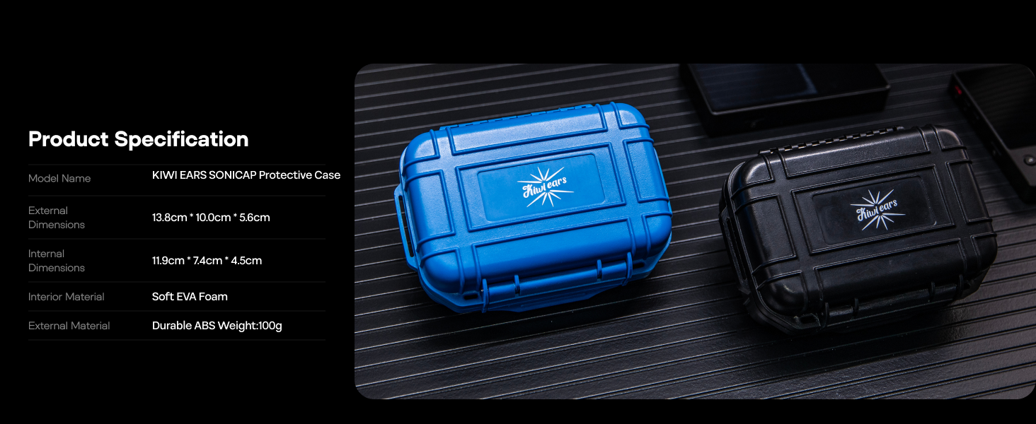 Linsoul Kiwi Ears SONICAP Waterproof Earbud Case,Hard Protective IEM Storage Box with EVA Lining