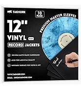 TAKMORK 12-Inch Blank LP Vinyl Record Jackets, 350gsm Heavyweight Black Cardstock Album Covers wi...