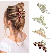 B.PHNE 4 PCS Floral Hair Claw Clips for Women, Rose Flower Clips with Pearl Tassel