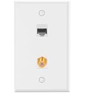 VCE Ethernet Coax Wall Plate (UL Listed), 2-Port Coax and Ethernet Wall Outlet with CAT6 Keystone...