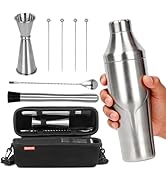 Lexenic Portable Bar Cocktail Shaker Set – Double Wall Insulated Bartender Kit with Travel Bag, A...