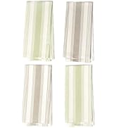 KESOL Set of 4 Yarn Dyed Kitchen Towel, 18" x 28", Recycled Cotton, Gray &amp; Green