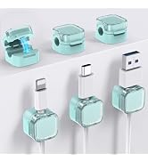 AhaStyle Magnetic Cable Organizer [1s Lock] 6 Pack Cord Holders Cable Clips | Strong Adhesive Hid...