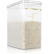 TBMax Rice Storage Container 20 Lbs, Crystal-Clear Large Food Container Rice Holder Bin with Meas...