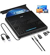 NOLYTH External DVD Drive for Mac, USB CD ROM Burner External Drive for Laptop with 3.5mm Audio S...