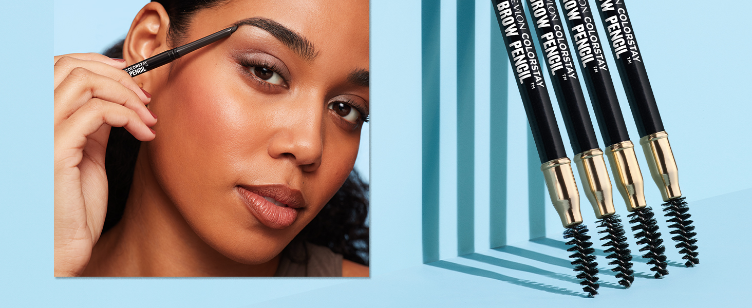 Woman shading her eyebrows using ColorStay brow pencil.