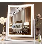 Hasipu Vanity Mirror with Lights, 10" x 12" LED Makeup Mirror, Light up Mirror with Smart Touch 3...