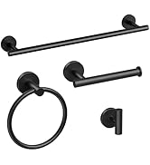 Bubxo Matte Black Towel Bar Set, 24 Inch Bathroom Hardware Set, Wall Mounted Bathroom Towel Holde...