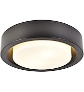 COTULIN 12.8 Inch Black Metal Plus Glass Flush Mount Ceiling Light,Ceiling Lighting Fixture for K...